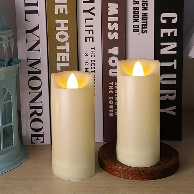 LED Battery Operated Candles 2"x5" Plastic Flickering Flameless Candles with Timer/Remote Outdoor Waterproof Wedding Party Halloween Christmas Decoration Realistic Slim Tall Pillar Candles