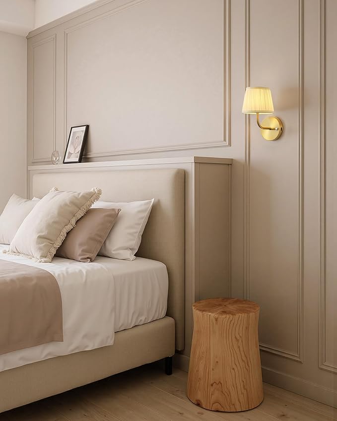 PUSU LED Cordless Gold H9.6 inch Small Wall Sconces Set of 2, Rechargeable 5200mAh Battery Operated Fabric Wall Lamp with Remote, Lighting for Living Room, Bedroom, Hallway, Bathroom, Stairs, Kitchen