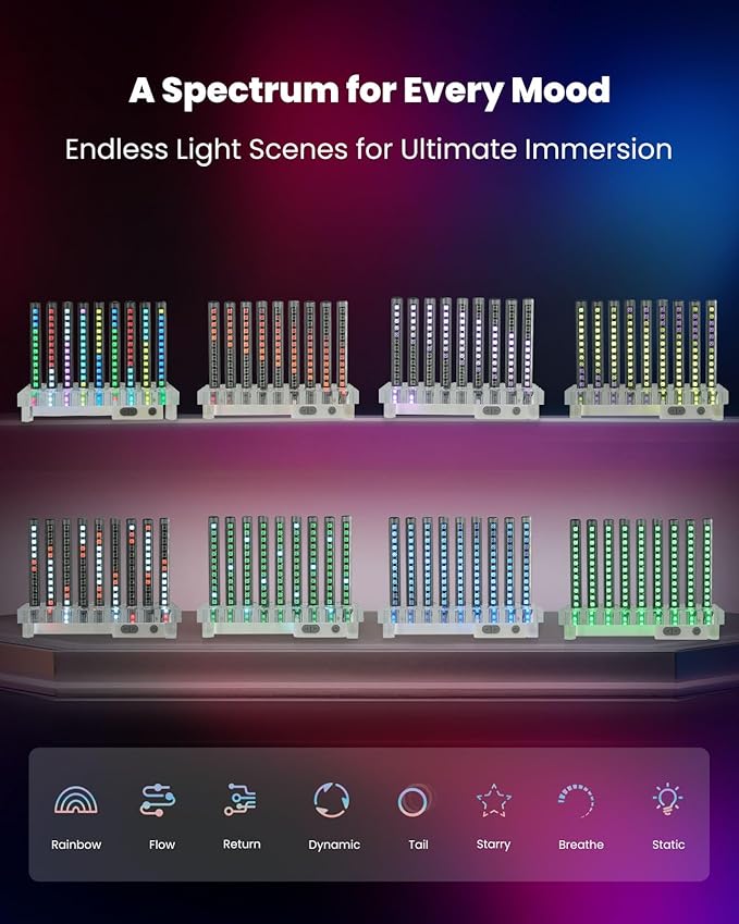 Nobiggie Vertical Glass Ambient Lighting, Mood Light with Soft Glow LED Accent & Extensive Color Cycles for Bedroom, Living Room & Modern Home Decor
