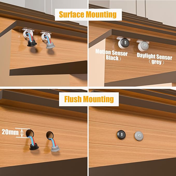 Motion-Activated Cascading Effect LED Stair Lighting Kit KMG-3233, 23.6" Aluminum Light Bar for Indoor Staircases (Cool White 6000K, 20 Stairs)