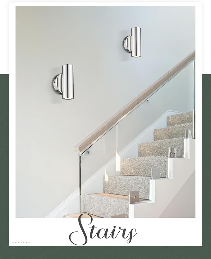 2-Light Wall Sconce, Indoor Up and Down Wall Lamp, Polished Chrome Wall Light for Bedroom Bathroom Stair Entryway, WL4830-2W-PC