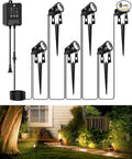All-in-One Low Voltage Landscape Lighting, Dusk to Dawn Transformer Timer, Waterproof Spotlights, Dimmable LED Outdoor Landscaping Lights Kit for Yard Backyard Tree House 24V (6 pack warm white)
