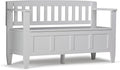 SIMPLIHOME Brooklyn Entryway Storage Bench - 48 inch Wide Solid Wood Hallway Bench in White, Contemporary Mudroom Bench for Entry or Foyer with Lift-Up Lid and Spacious Hidden Storage