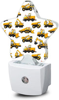 Yellow Cartoon Truck Dusk to Dawn Star Night Light,Construction Smart Sensor Nightlight for Bedroom Kitchen Hallway Stairs,Plug-in Energy Efficient Decor Desk Lamp Women Men Gifts