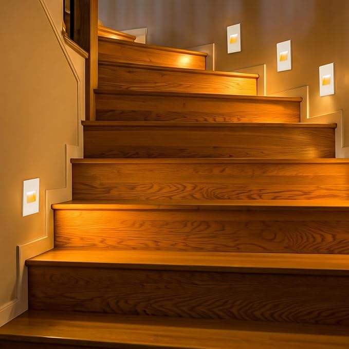 FTL 12-Pack Outdoor Step Lights LED Stair Lights Indoor, 12V 3000K/4000K/5000K Color Changing Deck Stair Light, 3.5W 150LM Low Voltage Lights for Step Aluminum, Waterproof White Vertical