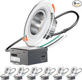 Lightdot 6" LED Recessed Lighting w/Night Light, Triac Dimmable, 12W 3000K/4000K/5000K Adjustable, Memory, CRI＞90, Retrofit, Gray w/Clear Acrylic Trim - 6 Pack