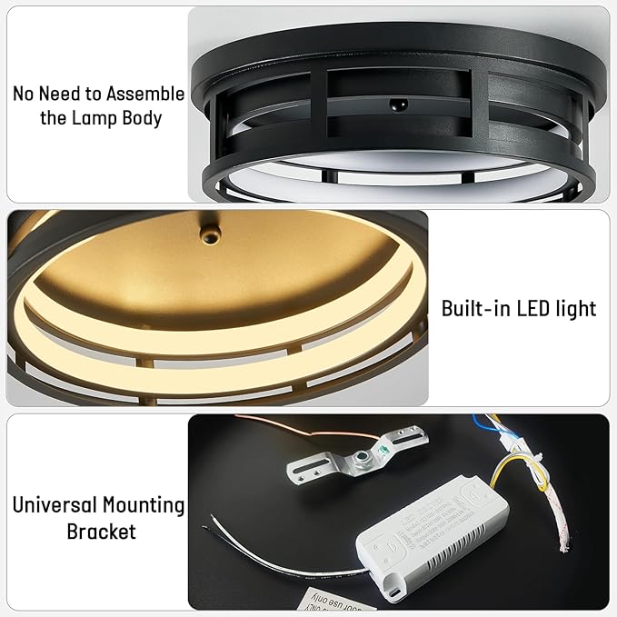 ZHU YAN LED Flush Mount Ceiling Light Fixture,Modern Hallway Light Fixtures Ceiling,3 Color Selectable Light Fixtures Ceiling Mount for Kitchen Hallway Entry Bedroom (2 Pack)