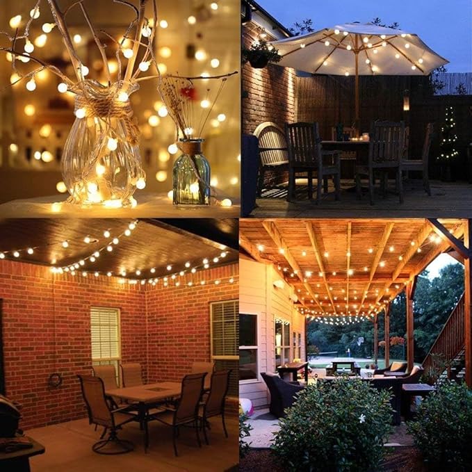 33ft 80 LED Globe String Lights – USB Powered Warm White Fairy Lights for Bedroom, Patio, Wedding, Party & Indoor Outdoor Decor