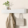 Coat Rack Wall Mount Entryway Organizer Modern Key Holder Wall Mount with Wooden Shelf Entryway Hooks for Bedroom Kitchen Hallway Bathroom for Hanging Coats Hats Dog Leashes Bags Towels