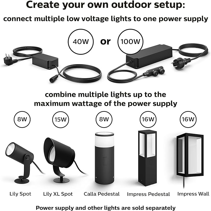 Philips Hue Calla Outdoor Smart Pathway Light, 1 Pack, White & Color Ambiance Walkway LED Lights, Weatherproof Low Voltage Lighting, Requires Bridge and Power Supply, Control with App and Voice