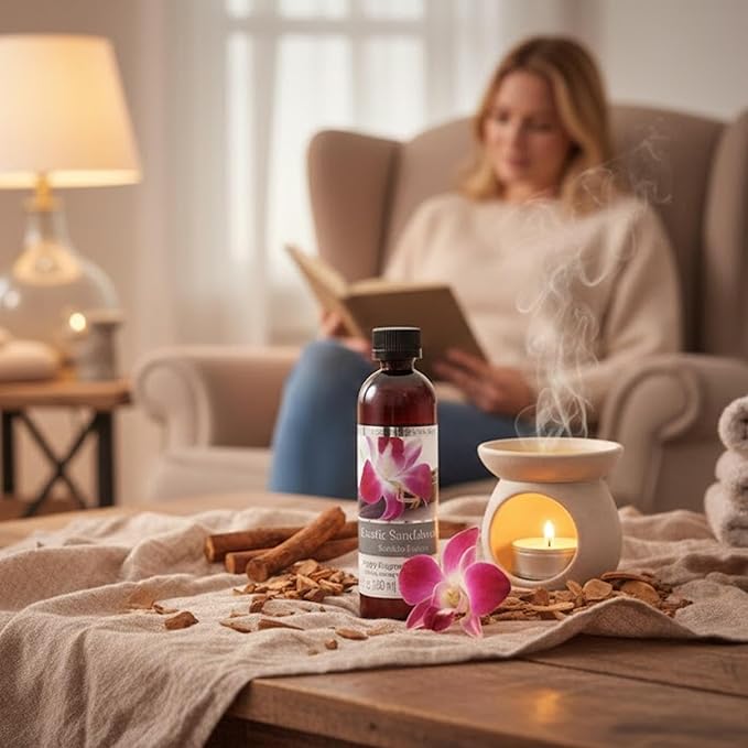 Hosley's Set of 2, 5 oz Exotic Sandalwood Fragrance Warming Oils. Ideal Gift for Weddings, spa, Reiki, Meditation, Bathroom Settings. P1