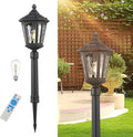 LED Solar Post Lights, Outdoor Waterproof Solar Pathway Lights Exterior Auto On/Off Garden Pole Stake Lighting Outside Dusk to Dawn Lamp for Lawn Path Walkway, Ground Plug, Remote Control