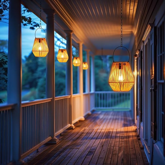 Homemory Solar Lanterns Outdoor Waterproof Hanging Lights, Outside Solar Lamp Decorative for Garden, Yard, Patio, Porch, Trees, Lawn, Pathway, Table (4)