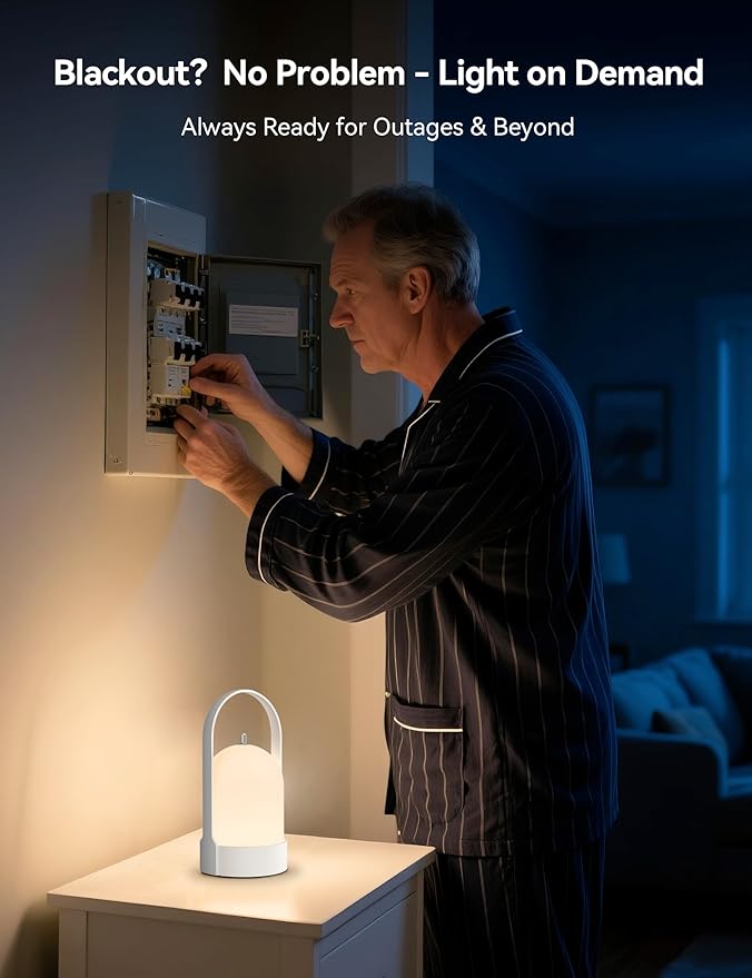 Tubicen Portable LED Lantern Table Lamp Battery Operated Rechargeable Cordless Lamp for Table 4-Level Touch Dimmable Night Light for Camping Bedroom Dining Room Balcony Restaurant