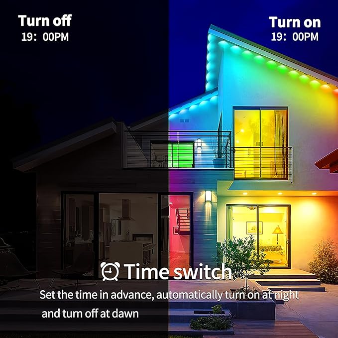 Permanent Outdoor Lights - 50FT Smart Outdoor Eaves Light with App/Remote Control,Music Synchronization, IP67 Waterproof, LED Eaves Lights for Patio/Eave/Party Decorations (50FT)