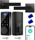 Smart Deadbolt Lock with 2 Handle Set, 5-in-1 Keyless Entry Door Lock with Fingerprint, APP Control, Auto Lock, IP54 Waterproof, Temporary Passcode for Front Door