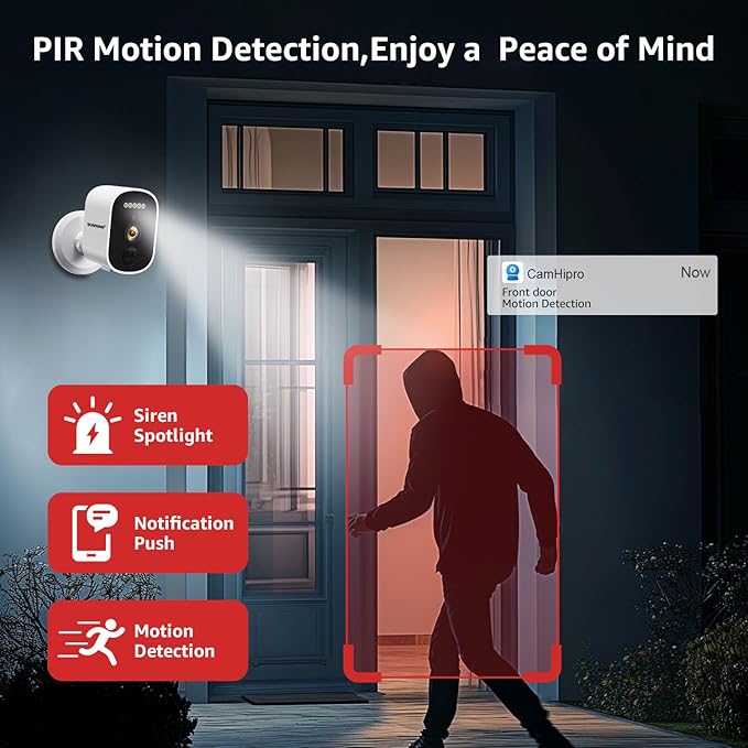 BOAVISION 2K Wireless Security Camera for Outdoor Home Security, AI Motion Detection, Color Night Vision, Spotlight, Waterproof, Battery Powered, Magnetic Mount, Cloud & SD Storage