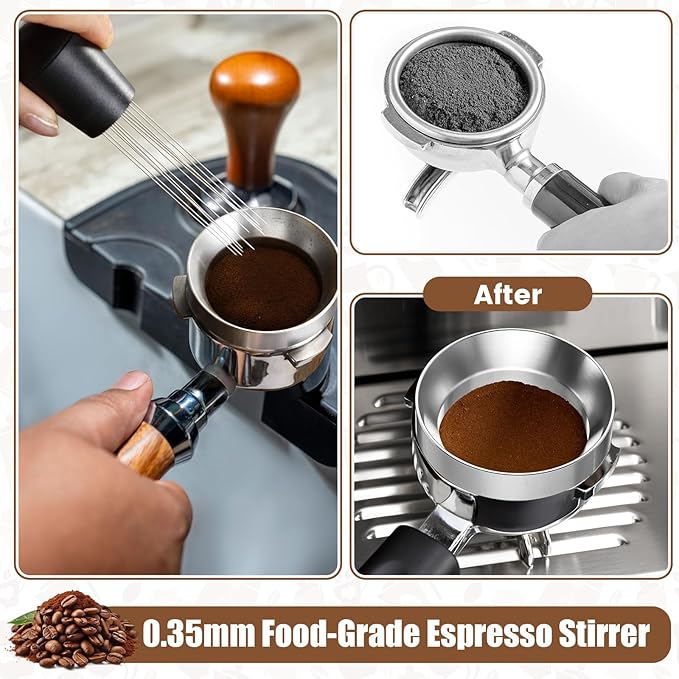 LemonRoad 51mm Espresso Accessories Kit, Coffee Distributor, Tamper Leveler, Coffee Tamper, WDT Tool and Dosing Funnel Set Fits 51 mm Espresso Machines and Portafilters