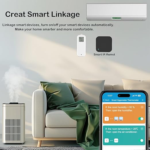 WiFi Smart Thermometer Hygrometer: Wireless Temperature Humidity Sensor with Notification Alert, Data Storage & Export, Calibrable Digital Temperature Monitor, Compatible with Alexa (4-PCS)