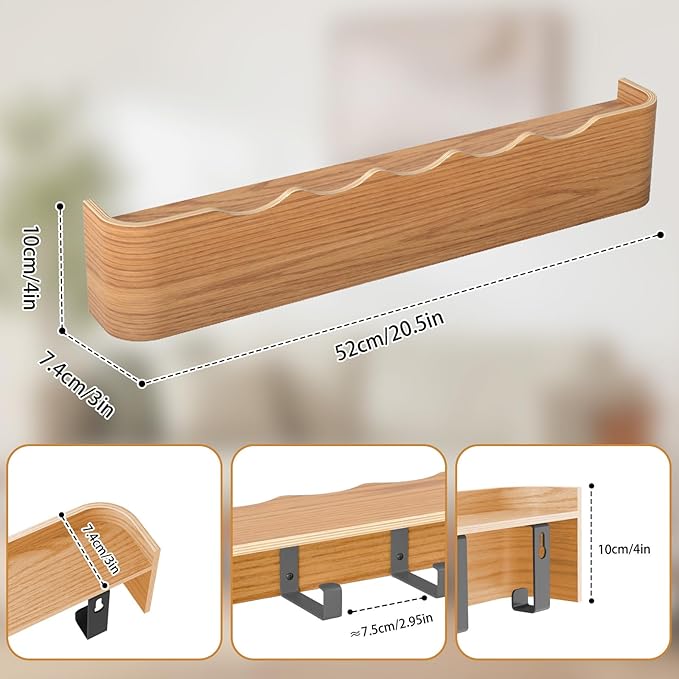 Coat Rack Wall Mount Entryway Organizer Modern Key Holder Wall Mount with Wooden Shelf Entryway Hooks for Bedroom Kitchen Hallway Bathroom for Hanging Coats Hats Dog Leashes Bags Towels
