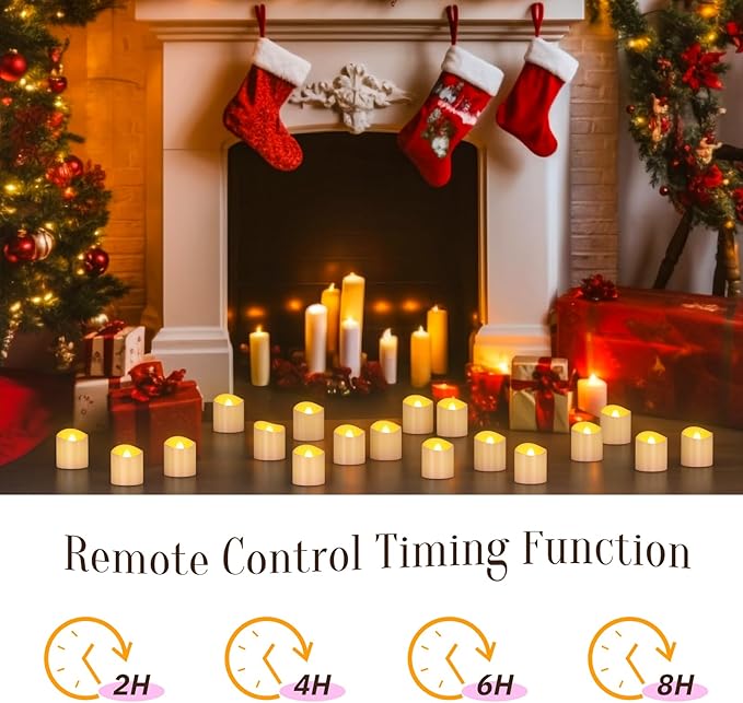 SoulBay Flameless Candles Rechargeable Battery Operated with Remote Timer, 6pcs LED White Flickering Electric Tea Lights Votives for Lantern Wedding Table Home Decoration, USB Cable Included