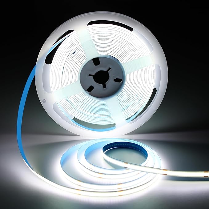 32.8FT/10M COB LED Strip Lights, Cold White 6500K Cuttable LED Tape Light, 3200 LEDs High Bright CRI93+ Flexible Lights Strip for Bedroom, TV Backlight, Cabinet Lighting (No Plug)