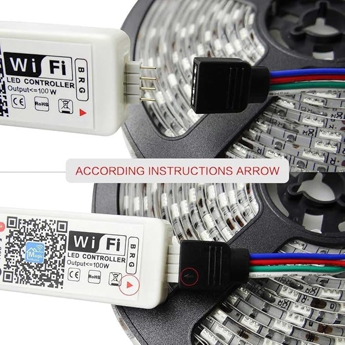 3 Pack Smart WiFi LED Controllers, RGB Led Strip Lights Wireless Control, Compatible with Alexa & Google Home & IFTTT, Free Magic Home App Control for Home Decoration TV Background Stair LED Lights