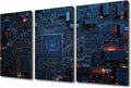 Canvas Wall Art CPU Concept Pictures Print on Canvas Motherboard Digital Chip Painting Modern Home Living Room Bedroom Decor Stretched and Framed Ready to Hang (36"Wx24"H)