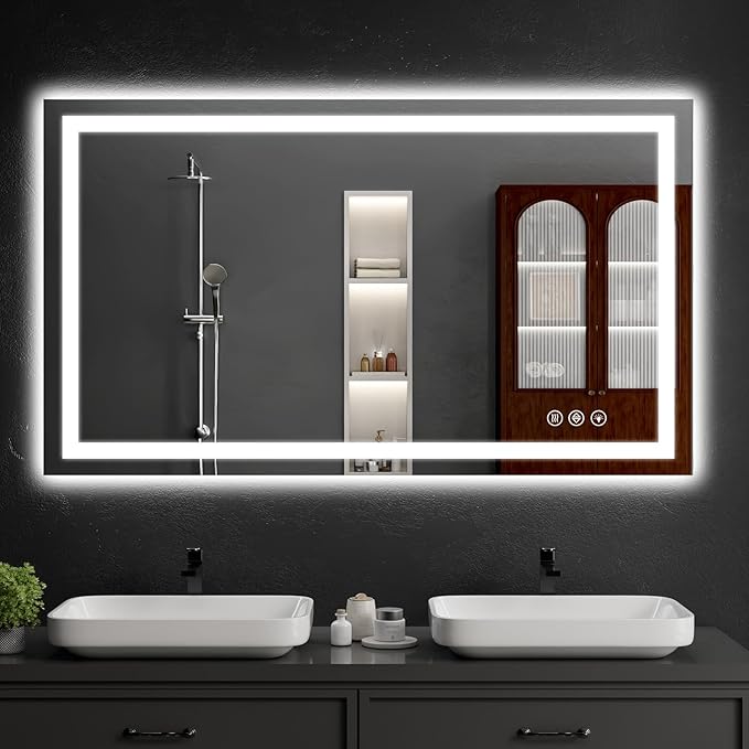 LED Bathroom Mirrors 32"x48" Bathroom Mirror with Lights for Wall, Backlit + Front Lit, 3 Colors, Anti-Fog, Dimmable Brightness for Vanity,Bathroom, Entryway, Living Room