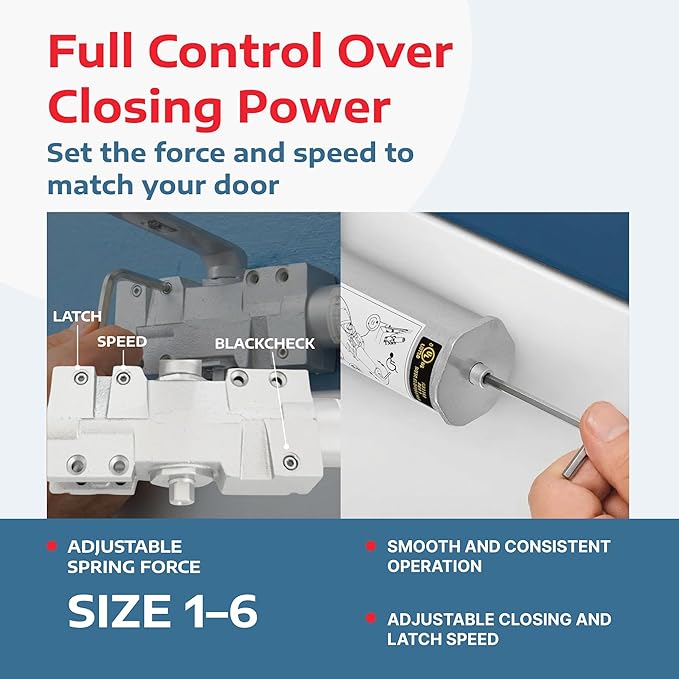 A1 ProGuard Extra Heavy Duty Auto Door Closer Commercial UL Grade 1 - Cast Iron Adjustable 6-Speed Delayed-Action Hydraulic Closer, Self-Closing, ADA Compliant.