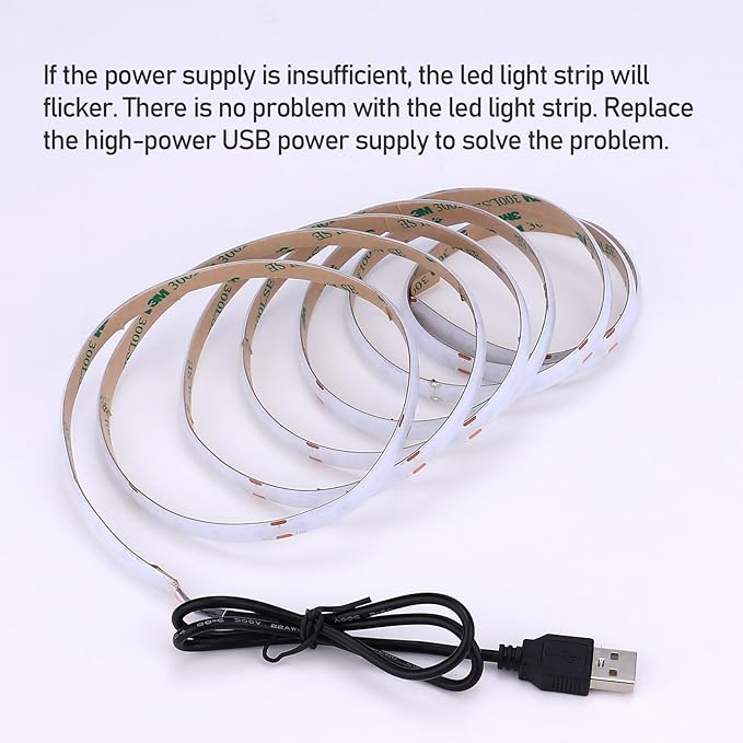 DC 5V USB COB Blue LED Strip Light Dimmable IP65 Waterproof USB Powered 6.6ft/2M 640LEDs with Dimmer High Brightness Flexible LED Tape Lights
