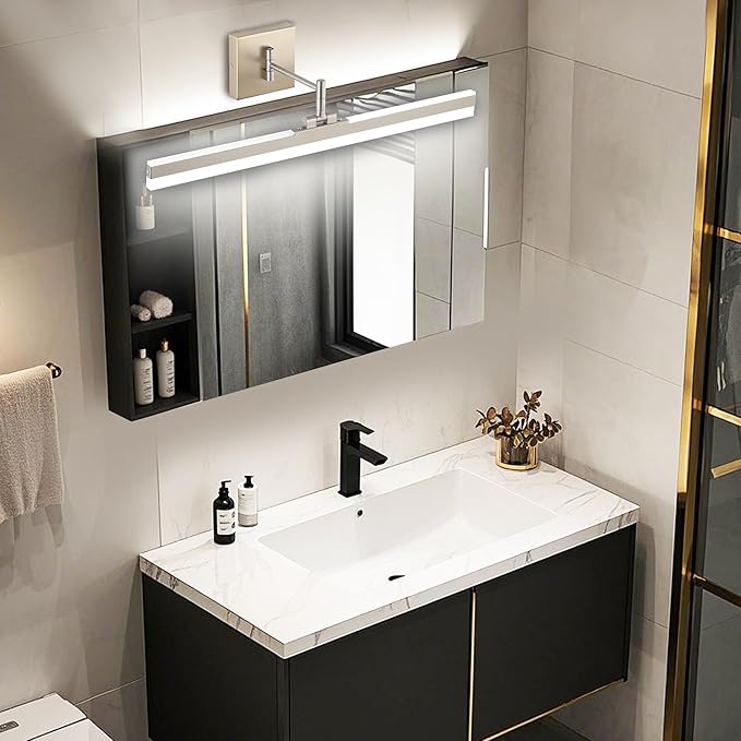 Modern LED Vanity Light Fixture,Brushed Nickel 23.6‘’ 5CCT DimmableAdjustable & Rotatable Bathroom Light Fixture Above Mirror, Wall Sconce