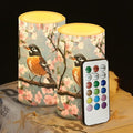 Robin Flower Flameless Candles 2 Pack 6 x 3 inch Battery Operated Candles with Multicolor Timer Remote Control LED Fake Candles for Warm Light Dinner Table Home Decor