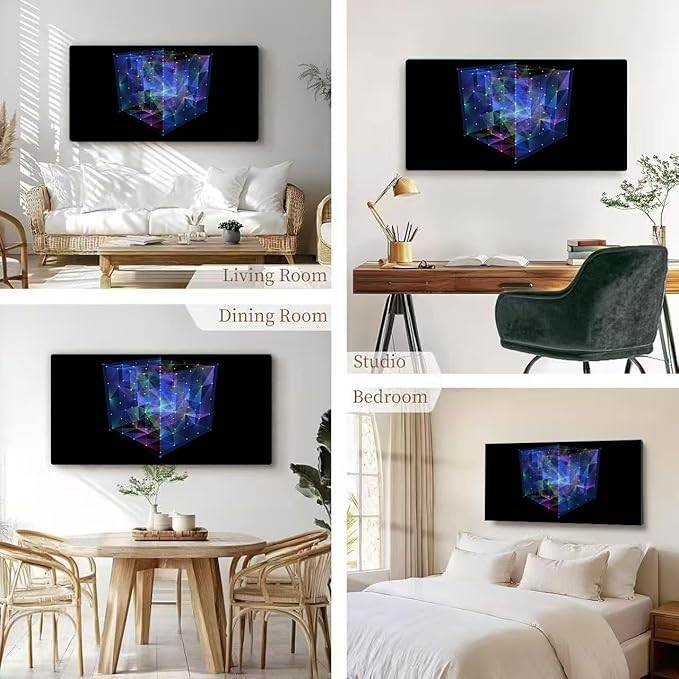Wibinuki Wall Art Wall Decor Wall Paintings Abstract D cube quantum computing. Multi core box. D algoritm for Living Room Bedroom Bathroom Home Decor Can Be Hung Directly 20"x 40"