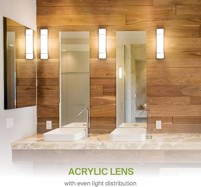 ASD LED 24" Vanity Flush Mount Light Fixture, Linear Bathroom Lighting Bar | 3CCT, Dimmable, Energy Star, ETL Listed | 25W 1950LM 3000-5000K 120V | Long Tube Bath Wall Sconce Over Mirror | Nickel