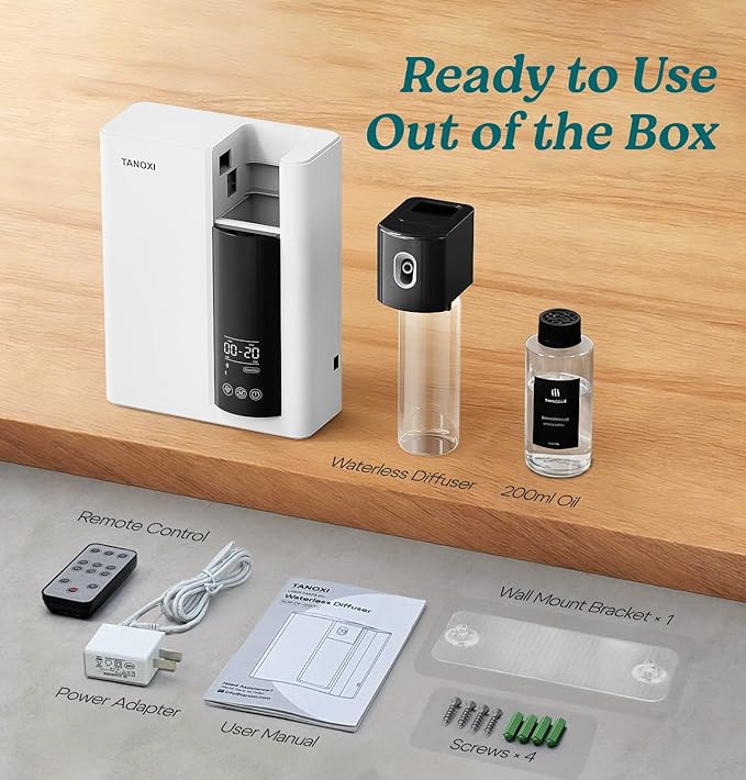 Waterless Diffuser Kit Included 200ml Oil, Scent Air Machine for Home Cover Up to 2000 sq.ft, Smart Hotel Collection Diffuser for Large Rooms, White