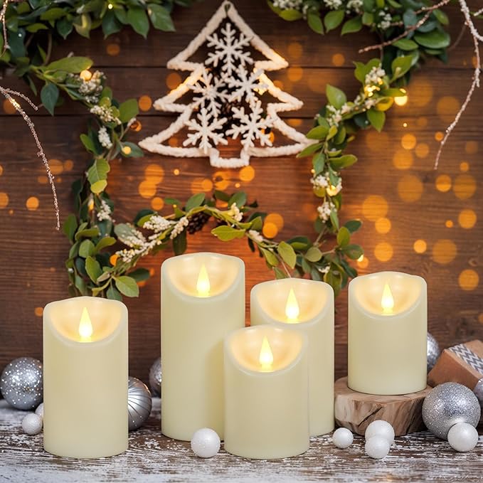 Flickering Flameless Candles with Remote Timer, LED Candles Battery Operated, Won’t Melt Plastic Velas Artificiales para Decoracion for Wedding Halloween Christmas Decor(Ivory, Set of 6)