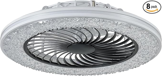 20" Modern LED Ceiling Fan Light, Smart Bladeless Ceiling Fans with Lights and Remote, RGB Bluetooth Fan Chandelier for Bedroom,Living Room, Office (23)