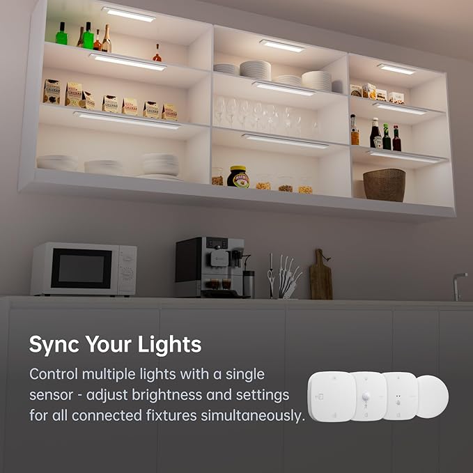 Motion Sensor for Cabinet Lights, Dimmable, Adjustable Color Temperature, Magnetic Mount, for Kitchens Closets Hallways Bathrooms Stairway (Hand Control)