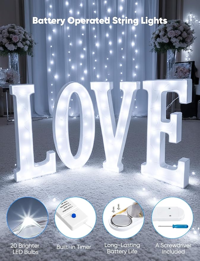 Minetom 20 Pack Fairy Lights Battery Operated String Lights 8 Modes, 7ft 20LED White Waterproof Silver Wire Twinkle Lights, Firefly Starry Moon Lights for Mason Jars DIY Christmas Wedding Party