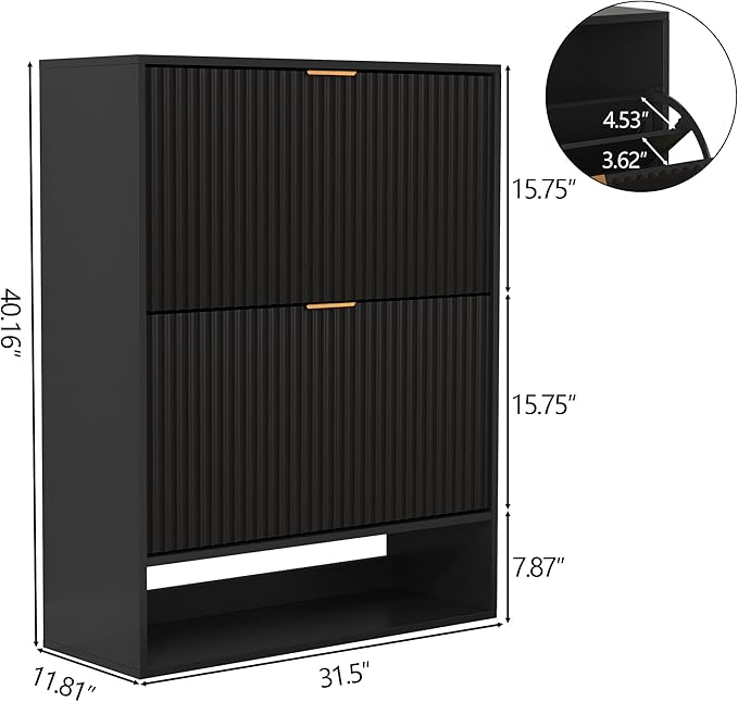 Shoe Cabinet for Foyer, Hallway,Black
