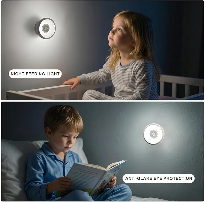 2 Pack Rechargeable Motion Sensor Light Indoor, Wireless Under Cabinet Lighting LED Lights for Bedroom/Bathroom/Kitchen/Stairs Home Decor (White Light)