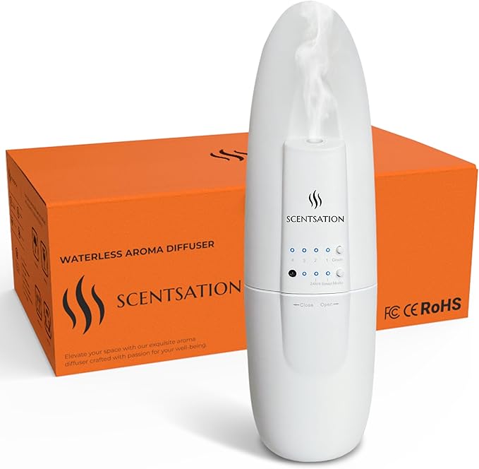 Plug-in Essential Oil Diffuser - Smart Advanced Nanotechnology (SAN) - Silent & Waterless Aromatherapy - Cold Air Diffusion, Wide Area Coverage up to 500 SqFt - Home, Office, Spa - White