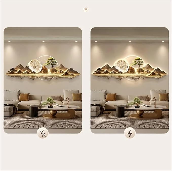 Light Luxury Clock Wall Aesthetic Creative Led Wall Watch Nordic Living Room Home Decoration(A,100x35cm)