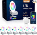 Peteme Smart LED Recessed Lighting 4 Inch, IC Rated ETL Certified Ultra-Thin Canless Recessed Ceiling Light with J-Box, RGBCW Color Changing Slim Downlight for Soffit, Work with Alexa, 10W 800LM 6Pcs