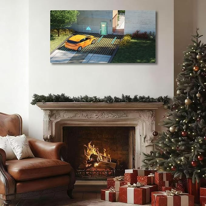 Wibinuki Wall Art Wall Decor Wall Paintings Modern house electric charging stion and AI security for Living Room Bedroom Bathroom Home Decor Can Be Hung Directly 20"x 40"