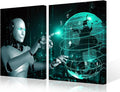TUMOVO 3 Pieces Canvas Print Minimalism Canvas Art Robot Wall Art Canvas Paintings AI Intelligence Artwork Gallery Wrapped Canvas on Pine Giclee Frame Art Ready to Hang, 24" Wx16 H