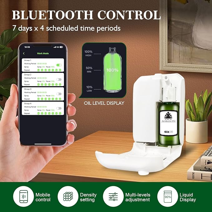 Scent Air Machine for Home, 1000 Sq. Ft Coverage Waterless Essential Oil Diffuser with Cold Air Diffusion Tech, Fragrance Diffuser, Aroma Diffuser with Smart APP Control for Home, Office, Spa, Office