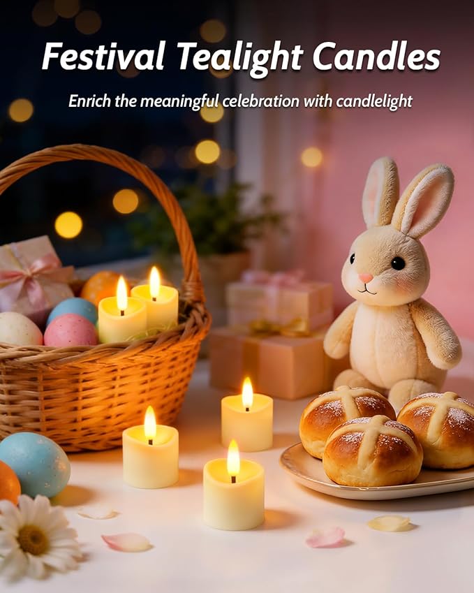 Rechargeable Flameless Candles with Remote Timer, 1.5"x2" LED Votive Fake Candles, Flickering Tea Lights Candles Battery Operated for Wedding Party Windows Table Home Decor Easter (6 Pack)