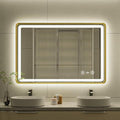 24x36 Inch Gold Framed LED Bathroom Mirror, Smart Bathroom Mirror with Motion Sensor Lights, Anti Fog, Stepless Dimmable & 3 Colors Temperature Adjustment, LED Vanity Mirror for Wall
